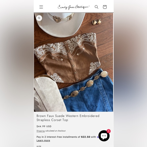 Brown western crop top - Picture 4 of 4